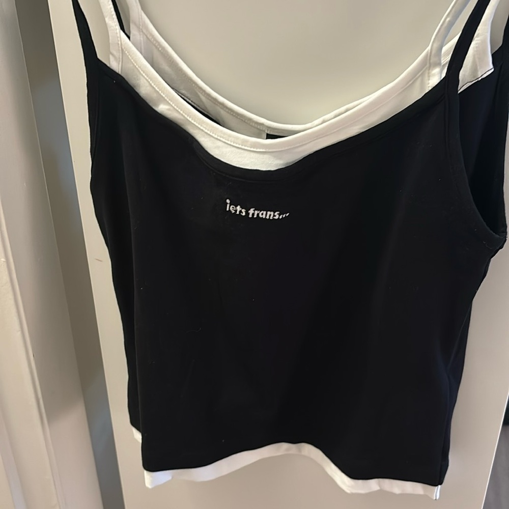 iets frans layered black & white tank top